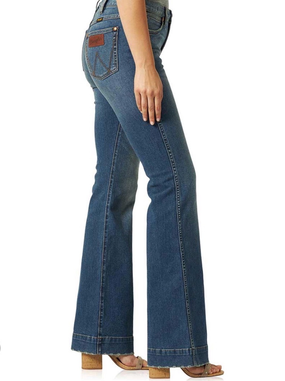 Women's Dark Blue Flare Jeans - Classic High-Rise Flared Leg
